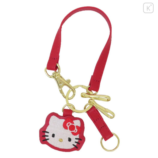 Japan Sanrio Mascot Bag Charm Smart Keychain - Hello Kitty : Embroidered Face - 1