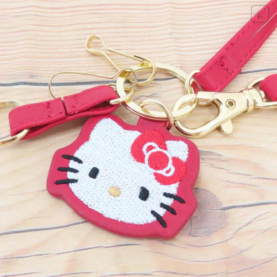 Japan Sanrio Mascot Bag Charm Smart Keychain - Hello Kitty : Embroidered Face - 2