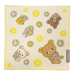 Japan San-X Mini Towel Jacquard Handkerchief - Rilakkuma : Flower Yellow