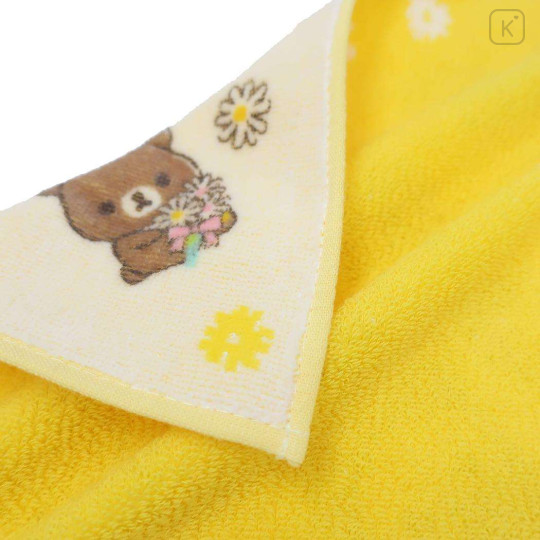 Japan San-X Mini Towel Jacquard Handkerchief - Rilakkuma : Flower Yellow - 2
