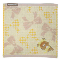 Japan San-X Mini Towel Jacquard Handkerchief - Rilakkuma : Ribbon Yellow Purple