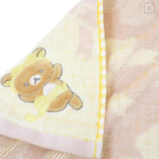 Japan San-X Mini Towel Jacquard Handkerchief - Rilakkuma : Ribbon Yellow Purple - 2