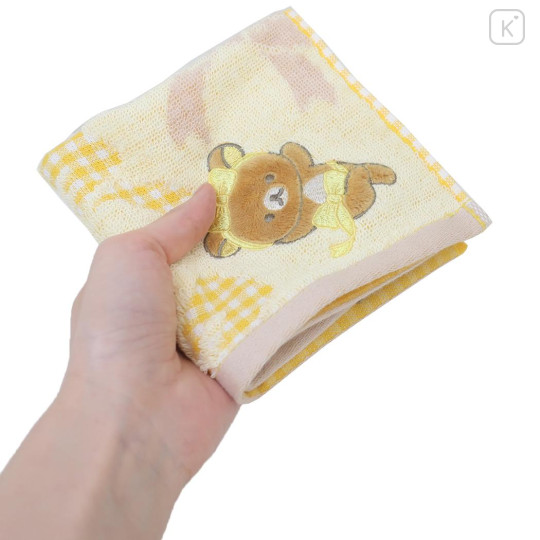 Japan San-X Mini Towel Jacquard Handkerchief - Rilakkuma : Ribbon Yellow Purple - 3