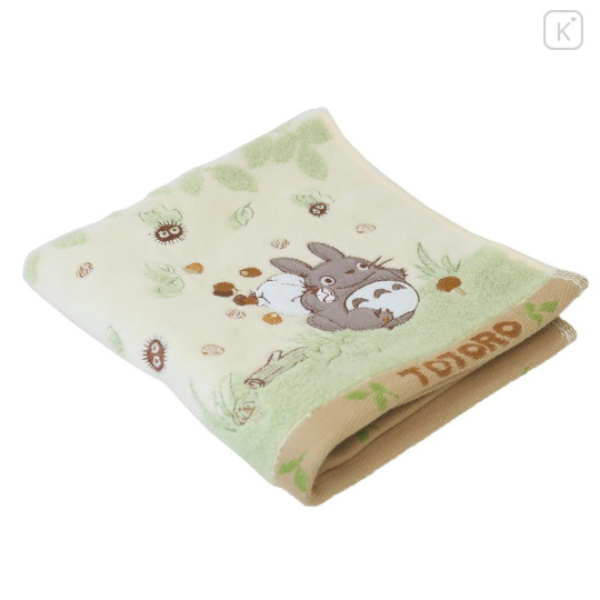 Japan Ghibli Jacquard Wash Towel - My Neighbor Totoro : Green Beige Collect Food - 3