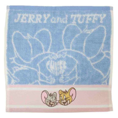 Japan Tom and Jerry Mini Towel Jacquard Handkerchief - Jerry & Tuffy Blue Pink