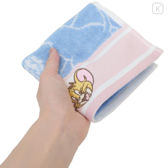 Japan Tom and Jerry Mini Towel Jacquard Handkerchief - Jerry & Tuffy Blue Pink - 3