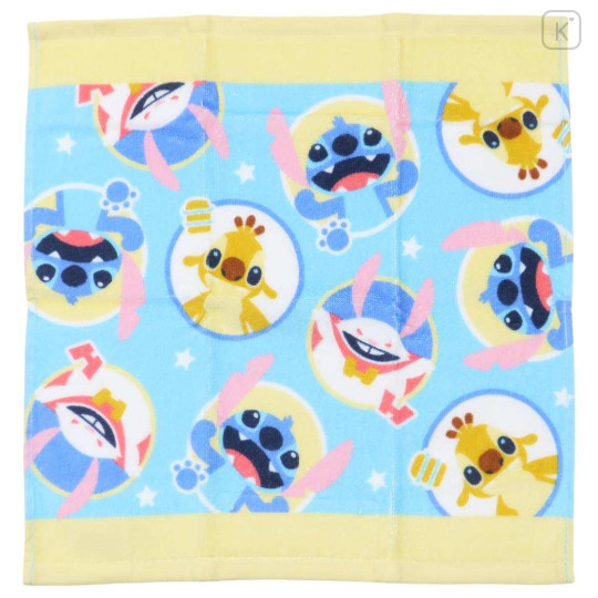 Japan Disney Jacquard Wash Towel - Stitch : Funny Face Blue Yellow - 1