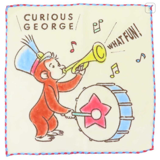 Japan Curious George Embroidered Mini Towel Handkerchief - Music - 1
