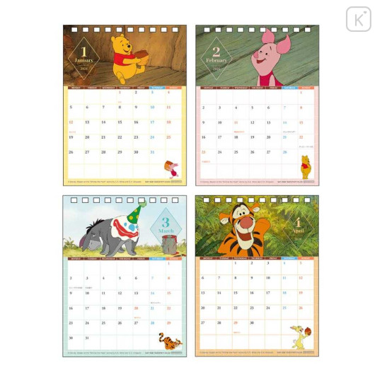 Japan Disney Desk Calendar - Winnie the Pooh : Movie Scene 2026 - 2