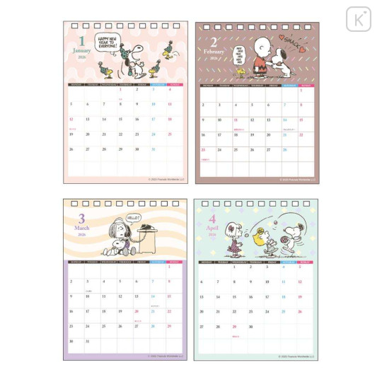 Japan Peanuts Desk Calendar - Snoopy & Woodstock : Hug Kids 2026 - 2