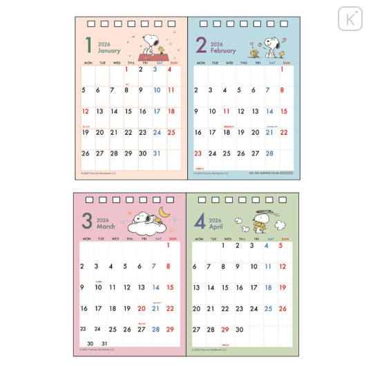 Japan Peanuts Desk Calendar - Snoopy & Woodstock : 2026 - 2