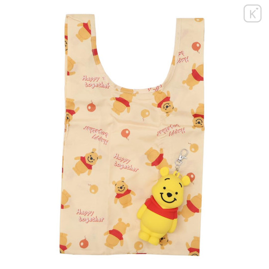 Japan Disney Eco Shopping Bag & Silicone Mascot Pouch - Pooh : Gadget Small Light - 1