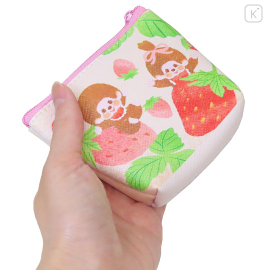 Japan Monchhichi Triangular Mini Pouch - Pastel Fruit Strawberry - 2