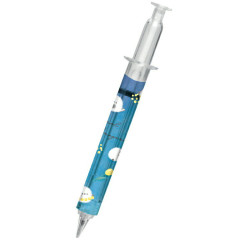 Japan White Bird Shimaenaga Pom Pom Syringe-shaped Mechanical Pencil - Nurse : Blue