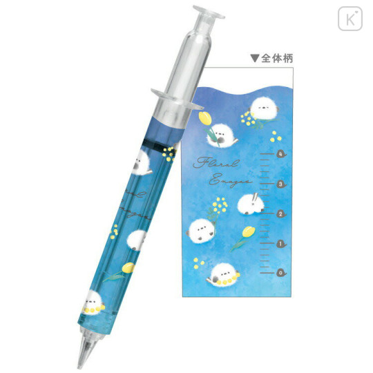 Japan White Bird Shimaenaga Pom Pom Syringe-shaped Mechanical Pencil - Nurse : Blue - 2