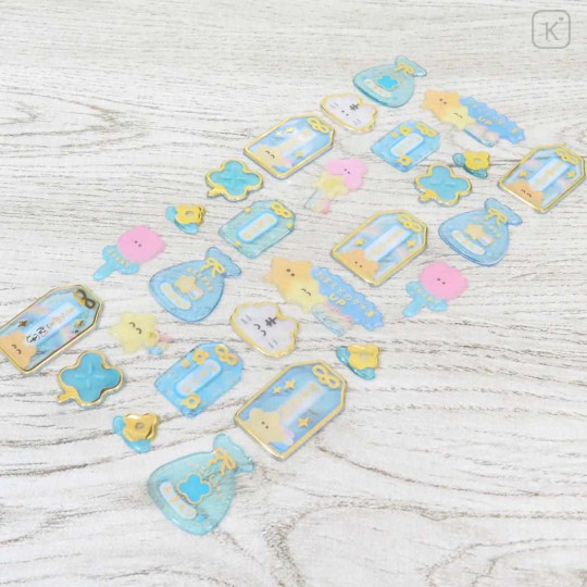 Japan Kamio Clear Plump 3D Sticker - Amulet Blue Gold - 2