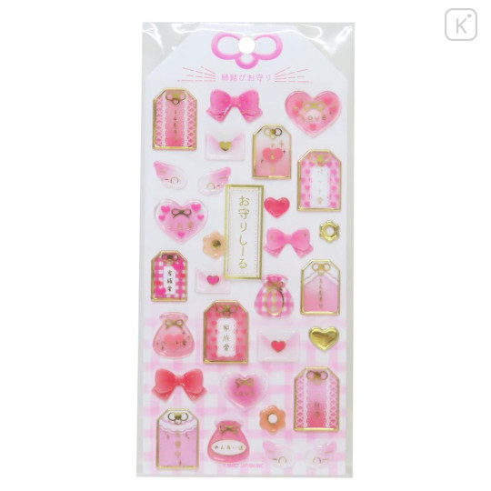 Japan Kamio Clear Plump 3D Sticker - Amulet Gold Pink Love - 1
