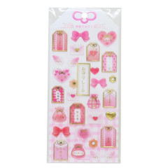 Japan Kamio Clear Plump 3D Sticker - Amulet Gold Pink Love
