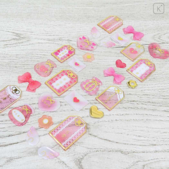Japan Kamio Clear Plump 3D Sticker - Amulet Gold Pink Love - 2