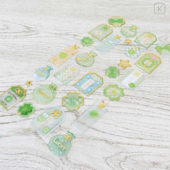 Japan Kamio Clear Plump 3D Sticker - Amulet Gold Green - 2