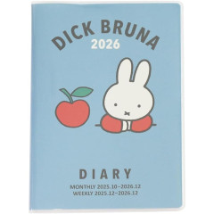 Japan Miffy A6 Planner Monthly & Weekly Schedule Book - Miffy : Apple Blue 2026