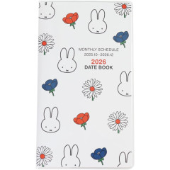 Japan Miffy Slim Planner Monthly Schedule Book - Miffy : Flower White 2026
