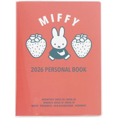 Japan Miffy B6 Planner Monthly & Weekly Schedule Book - Miffy : Strawberry 2026