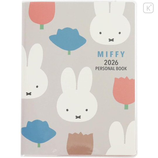 Japan Miffy B6 Planner Monthly & Weekly Schedule Book - Miffy : Face Grey 2026 - 1