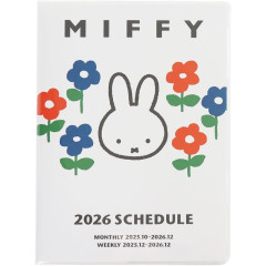 Japan Miffy B6 Planner Monthly & Weekly Schedule Book - Miffy : Flower White 2026