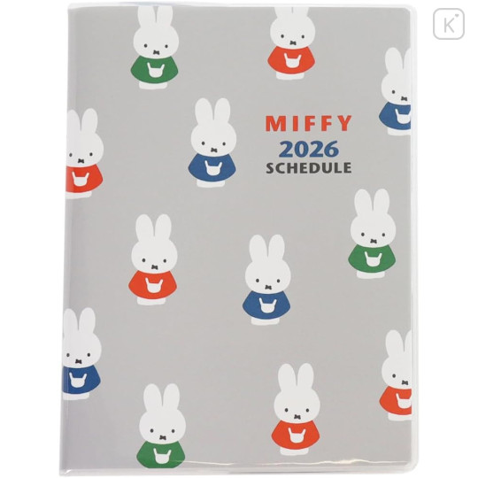 Japan Miffy B6 Planner Monthly & Weekly Schedule Book - Miffy : Grey 2026 - 1