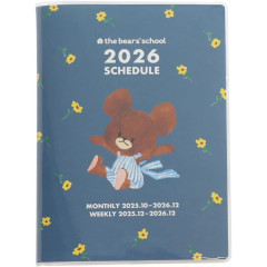 Japan The Bear's School B6 Planner Monthly & Weekly Schedule Book - Flower Navy 2026