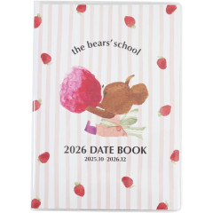 Japan The Bear's School A6 Planner Monthly Schedule Book - Strawberry 2026