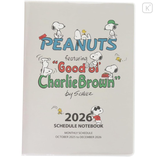 Japan Peanuts A5 Planner Monthly Schedule Book - Snoopy & Woodstock : Grey 2026 - 1