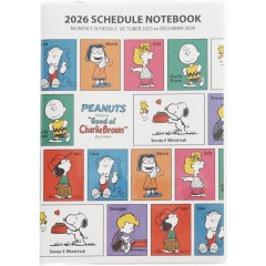 Japan Peanuts A5 Planner Monthly Schedule Book - Snoopy : Friends White 2026