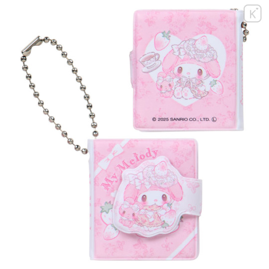 Japan Sanrio Matching Chibi Memo Pad With Ballchain - My Melody : White Strawberry Tea Time - 3