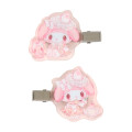 Japan Sanrio Acrylic Hair Clip - My Melody : White Strawberry Tea Time - 2