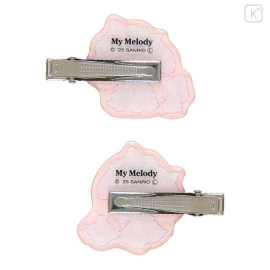 Japan Sanrio Acrylic Hair Clip - My Melody : White Strawberry Tea Time - 3