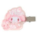 Japan Sanrio Acrylic Hair Clip - My Melody : White Strawberry Tea Time - 4