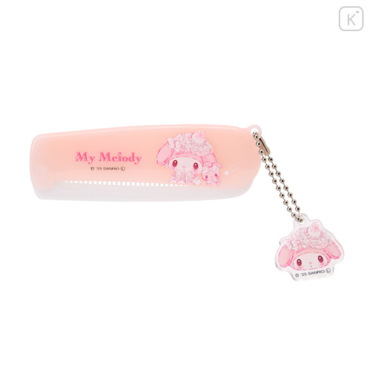 Japan Sanrio Folding Comb - My Melody : White Strawberry Tea Time - 1