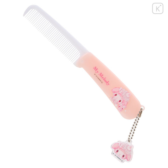 Japan Sanrio Folding Comb - My Melody : White Strawberry Tea Time - 2
