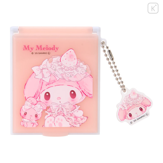 Japan Sanrio Folding Stand Mirror - My Melody : White Strawberry Tea Time - 1