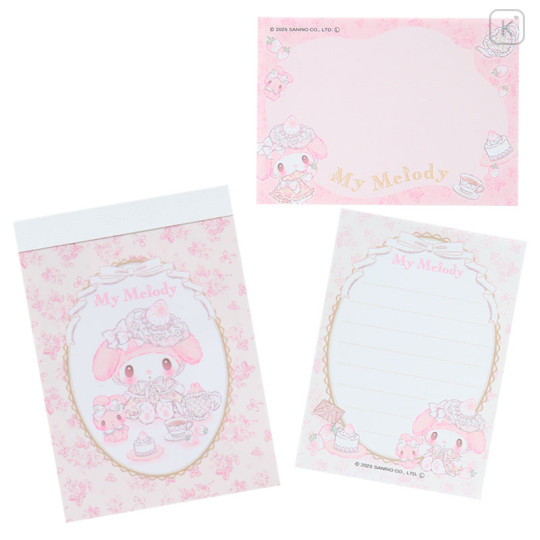 Japan Sanrio Mini Notepad - My Melody : White Strawberry Tea Time - 1