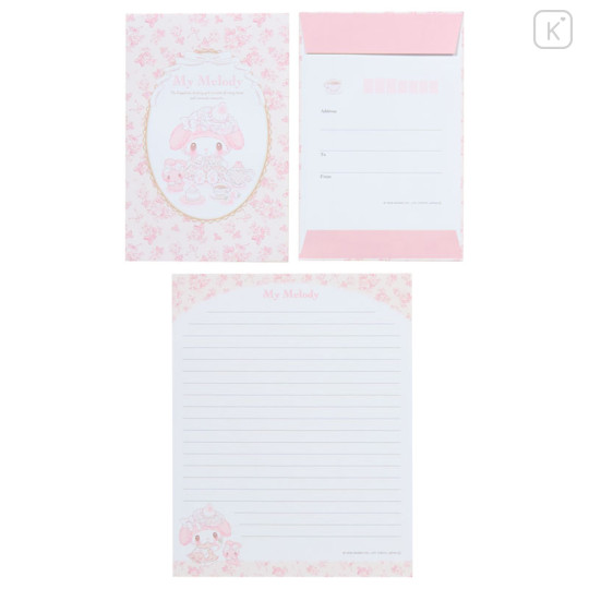 Japan Sanrio Letter Envelope Set - My Melody : White Strawberry Tea Time - 3