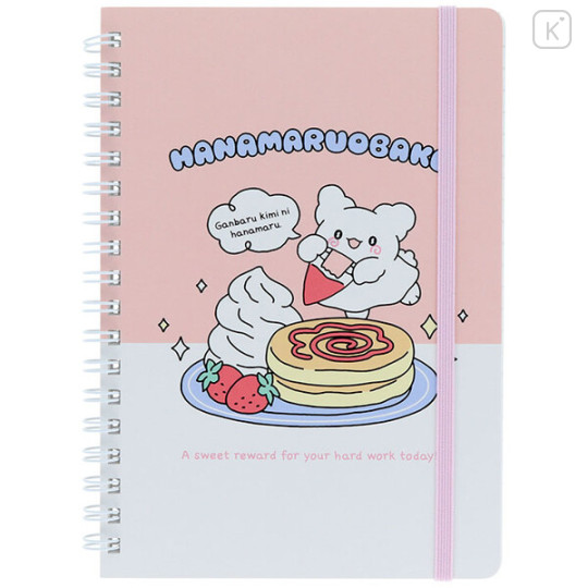 Japan Sanrio B6 Ring Notebook - Hanamaruobake : Sweet Reward Strawberry Pancake Pink - 1