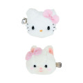Japan Sanrio Original × Yoshitoku Retro Plush Collection Face-shaped Hair Clip - Hello Kitty : Creamy Cat - 2