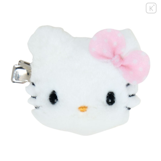 Japan Sanrio Original × Yoshitoku Retro Plush Collection Face-shaped Hair Clip - Hello Kitty : Creamy Cat - 3