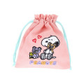 Japan Peanuts Embroidered Drawstring Bag - Snoopy & Woodstock : Cuddly Bears Pink - 3