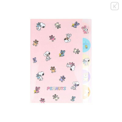 Japan Peanuts 5 Pockets A4 Index File Holder - Snoopy & Woodstock : Cuddly Bears Pink - 1