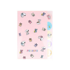Japan Peanuts 5 Pockets A4 Index File Holder - Snoopy & Woodstock : Cuddly Bears Pink