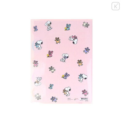 Japan Peanuts 5 Pockets A4 Index File Holder - Snoopy & Woodstock : Cuddly Bears Pink - 2